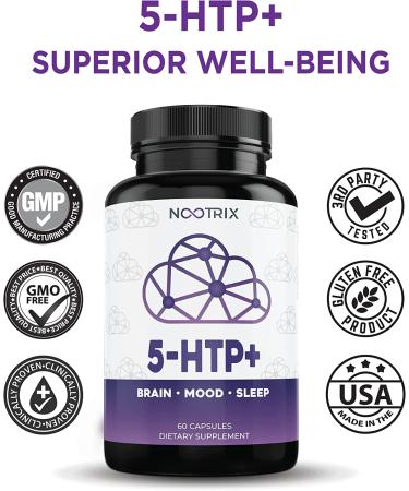 Nootrix 5-HTP+ 200mg with Calcium (2-Pack) - 120 Capsules | Non-GMO & Gluten-Free - Buy Online on GoSupps.com