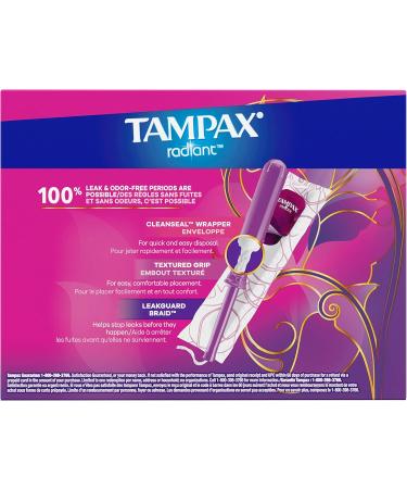 Tampax Radiant Tampons Duo Pack with LeakGuard Braid Regular/Super Absorbency Unscented 52 Count - Buy Online on GoSupps.com