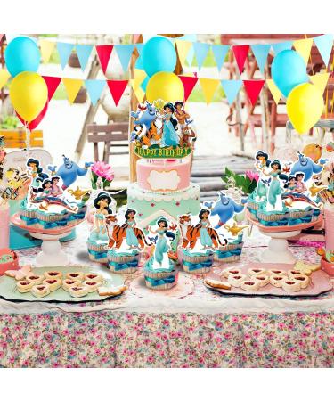 Princess Jasmine Party Decorations 25Pcs Aladdin Theme Cake Cupcake Topper Decorations Princess Jasmine Party Supplies for Kids - Buy Online on GoSupps.com