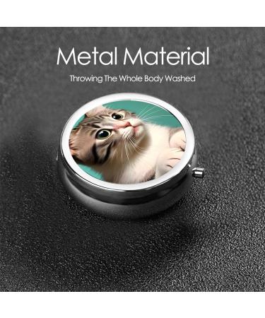 Curious Cat Round Pill Box | 3 Compartment Travel Organizer | Portable Pill Case for Easy Medication Management - Buy Online on GoSupps.com