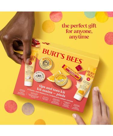 Burt's Bees Valentine's Day Gifts Ideas Tips and Toes Kit 6 Travel Size Products - Pomegranate Moisturizing Lip Balm 2 Hand Creams Foot Cream Cuticle Cream and Hand Salve Tips & Toes Set 6 Count - Buy Online on GoSupps.com