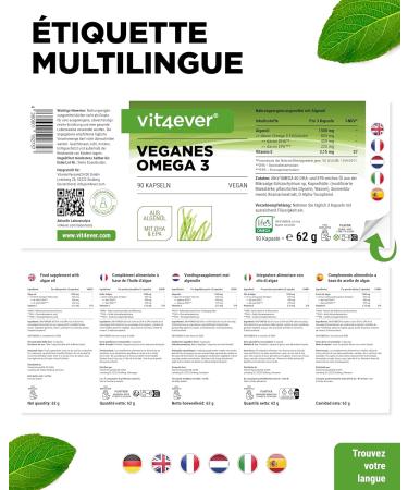 Omega 3 Vegan - Premium: life's OMEGA with DHA & EPA Algae Oil in the form of triglycerides - Low in harmful substances - Extra high dosage - 90 capsules - Buy Online on GoSupps.com