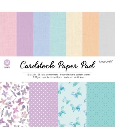 12x12 Double Sided Solid Colored Paper Pad Scrapbook Cardstock Decorative Paper - 36 Sheets 220gsm Pastel Construction Paper for Card Making Journaling Planner Origami Decorative Spring - Buy Online on GoSupps.com