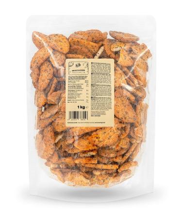 Koro - rice cracker Mooncracker 1 kg - Asian rice biscuits with sesame seeds - Super Crunchy - Perfect for cheese plates as a pure snack or as a topping - Package of advantage cheese spicy (1 Pack)