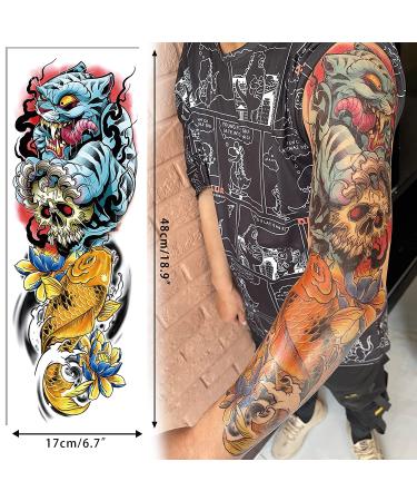 Aresvns Japanese Temporary Tattoo: Waterproof Full Sleeve & Half Arm Fake Tattoos for Men & Women - Long Lasting & Realistic Design - Buy Online on GoSupps.com