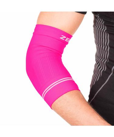 Zensah Compression Tennis Elbow Sleeve for Elbow Tendonitis  Tennis Elbow  Golfer's Elbow - Elbow Support  Elbow Brace Medium Neon Pink
