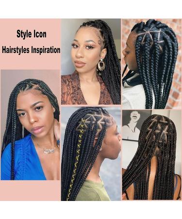 Lexqui 36'' Triangle Knotless Box Braided Full Lace Front Wig with Baby Hair - Synthetic Natural Looking Cornrow Braids Wig for Women (Black) - Buy Online on GoSupps.com