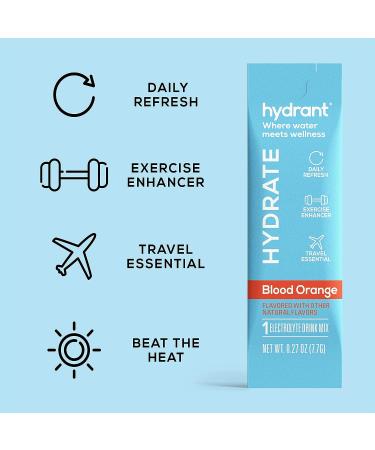 HYDRANT Hydrate Electrolyte Powder Drink Mix - Blood Orange 30 Stick Packs | Rapid Hydration Mix for Better Rehydration - Buy Online on GoSupps.com