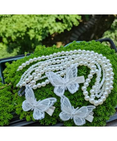 SINNKY Imitation Pearl Hair Clip Hair Chain Extension - DIY Fashion Accessory for Women and Girls (White) - Buy Online on GoSupps.com