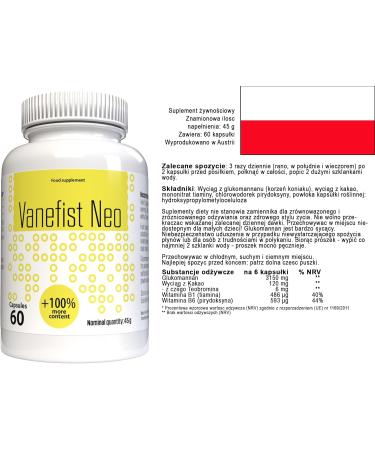 Buy Vanefist Neo Glucomannan 60 Capsules - Natural Weight Loss Supplement | Fast International Shipping - Buy Online on GoSupps.com