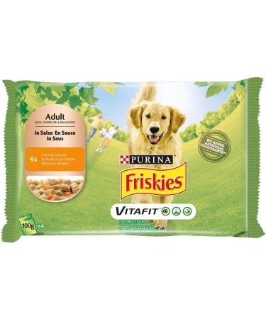 PURINA FRISKIES 5 Promises Wet Food for Adult Dogs in Sauce with Chicken and Carrots 40 envelopes of 100 g
