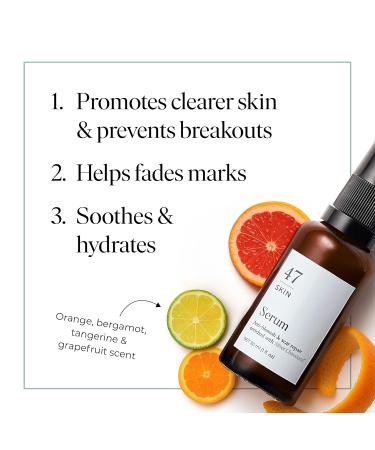 47 Skin | Hydrating Face Serum with Silver Chitoderm for ALL Skin Types | Clears Acne Prevents & Heals Breakouts & Blemishes Repairs Scars | Moisturises and Nourishes For Smooth Skin | 15ml - Buy Online on GoSupps.com