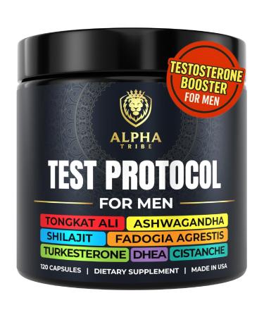 Alpha Tribe Test Protocol - Elite Natural Testosterone for Men | Testosterone Supplement for Men with Ashwagandha & Tongkat Ali (120 Count Pack of 1) 120 Count (Pack of 1)