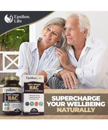 NAC 600mg Vegan Supplement - N-Acetyl-Cysteine Capsules for Glutathione Boost - 90 Caps - Made in UK, No Fillers - Buy Online on GoSupps.com