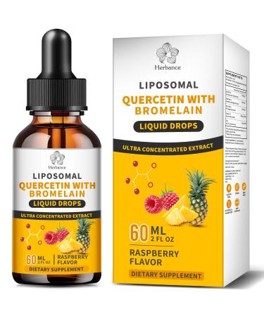 Liposomal Quercetin with Bromelain Liquid Drops - Higher Absorption Than Capsules & Pills Quercetin Supplements 700mg w. Bromelain Elderberry Zinc Vitamin C for Immune Heart Antioxidant Support 2 Fl Oz