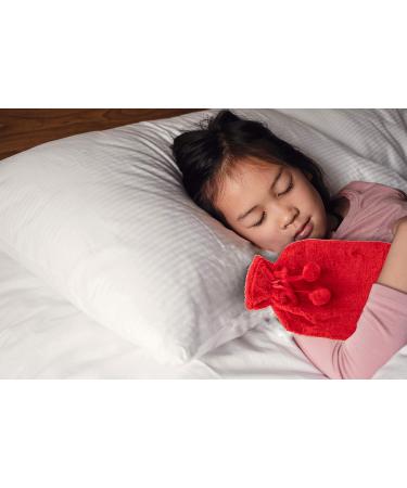 Axion Fluffy Hot Water Bottle with Plush Cover - Red with Pompoms | Cozy Comfort for All | International Shipping - Buy Online on GoSupps.com