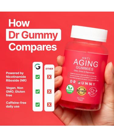 DR GUMMY Anti-Aging Gummies with Nicotinamide Riboside (NR) NAD Support for Cellular Energy & Mitochondrial Health Metabolism & Vitality Support Strawberry Flavor 60 Gummies - Buy Online on GoSupps.com