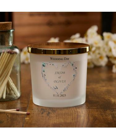 Personalised Large Double Wick Wedding Candle Gift with Dusty Blue Heart (Fresh Cotton) - Buy Online on GoSupps.com