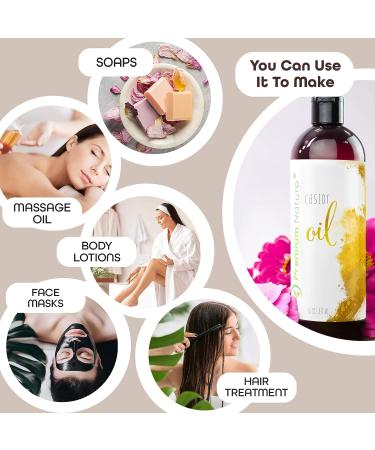 Pure Castor Oil - Cold Pressed Carrier Oil for Essential Oils | Natural Skin Moisturizer for Body & Face | Eyelash and Eyebrow Growth Serum - 16 oz - Buy Online on GoSupps.com