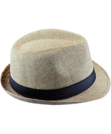 Moonsix Classic Fedora Hat - Short Brim Panama Jazz Straw Cap for Men and Women in Beige - Buy Online on GoSupps.com