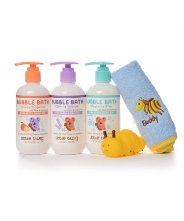 Little Twig Bath Time Bubbles Bubble Bath Plus Washcloth and Tub Toy Gift Set  Unscented/Lavender/Tangerine  2.18 Pound