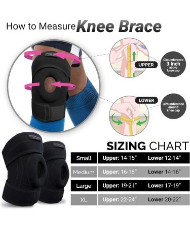 Physix Gear Knee Brace for Men & Women - Adjustable Patella Compression Support for Arthritis ACL MCL & Meniscus Tear - Plus Size with Side Stabilizers - Black/Grey - Buy Online on GoSupps.com