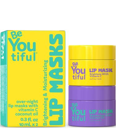 Lip Masks Set by BeYOUtiful Hydrating Lip Treatment for Dry Chapped Lips Girls and Boys Skin Care for Teens 2pc 0.3oz Each
