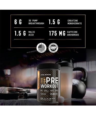 Zeus Pump Pre Workout Powder - Boost Energy & Focus with Creatine & L-Citrulline - Sugar-Free Tropical Peach - 3D Pump Breakthrough Formula - Buy Online on GoSupps.com