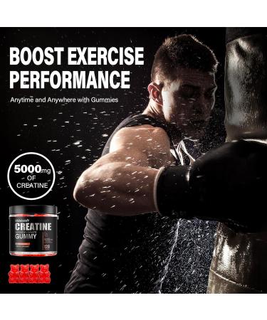 Sugar Free Creatine Monohydrate Gummies 5000mg - Vegan Muscle Growth Chewables with L-Taurine & B Vitamins Natural Mixed Berry Flavor 120 Count - Buy Online on GoSupps.com