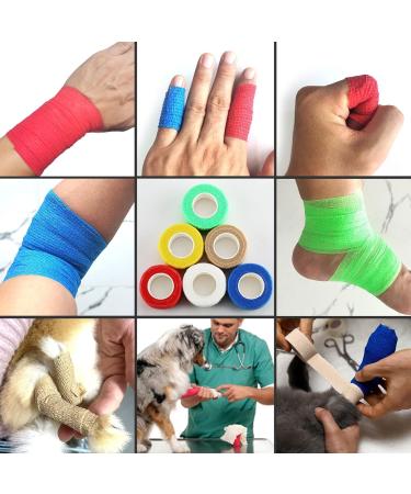 Self Adhesive Bandage Wrap - 1 Inch 6 Pack - Elastic Vet Wrap for Sports Injury Wrist Ankle - Buy Online on GoSupps.com