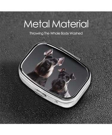 Cute Schnauzer Dog Pill Case | 2 Compartment Travel Pill Organizer | Small Purse Pill Box Gift - Buy Online on GoSupps.com