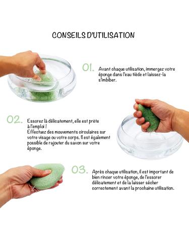 Bio-Konjac Sponge Set with Green Tea | 4 Drop-Shaped Natural Face Sponges | Eco-Friendly Cleansing - Buy Online on GoSupps.com