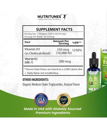 K2 D3 Liquid Drops Vitamin D3 10 000 IU & Vitamin K2 200 mcg High-Potency Supplement for Bone Immune and Heart Health Mixed Berry Flavor Non-GMO Easy-to-Use 30 Servings (2oz) Strawberry 2 Fl Oz (Pack of 1) - Buy Online on GoSupps.com