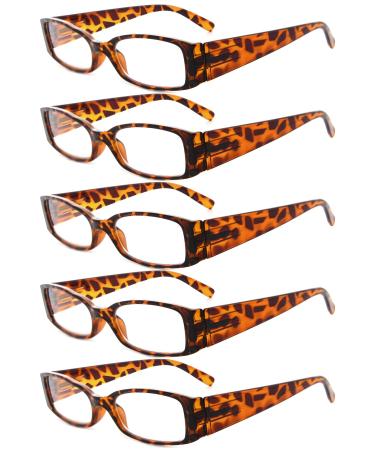 Eyekepper 5 Pairs Reading Glasses for Women Reading+2.75 Tortoise Frame Reading Eyeglasses Demi-5pcs All Clear Lens 2.75 x