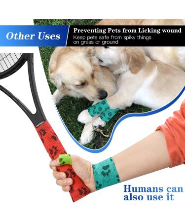 Vet Wraps for Dogs & Pets | Self-Adhesive Non-Woven Bandages | 6pcs Paw Prints B | Ideal for Ankle Sprains & Swelling - Buy Online on GoSupps.com
