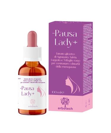 ERBOTECH, Mother Pause Lady+ Tincture Mix, Alcohol-Free Dilutable Drops, Menopause Disorders, Vegan, Non-GMO, Made in Italy, 100 ml