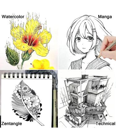 Micro Fineliner Drawing Pens Set - 6 Black Waterproof Ink Artist Supplies for Sketching, Journaling, Manga, and Watercolor - Fine Line Archival Inking Markers with 6 Tip Sizes - Buy Online on GoSupps.com