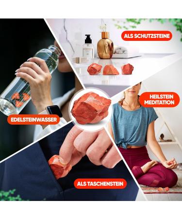 Puraja Red Jaspis Gemstones Set - 350g Natural Raw Healing Stones for Water Chakra & Versatile Use - Buy Online on GoSupps.com