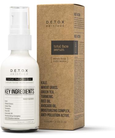Detox Skinfood Total Face Serum | For a Firm and Bright Skin combines the best natural ingredients with the most efficient cosmetic actives | Vegan Skincare - Buy Online on GoSupps.com