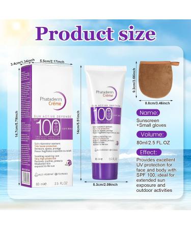 Creme Solaire Indice 100 Creme Solaire Visage SPF 100 SUR creme solaire avec Appliquer des Gants Exture L g re Non Grasse R sistant L'eau 80ml Violet - Buy Online on GoSupps.com