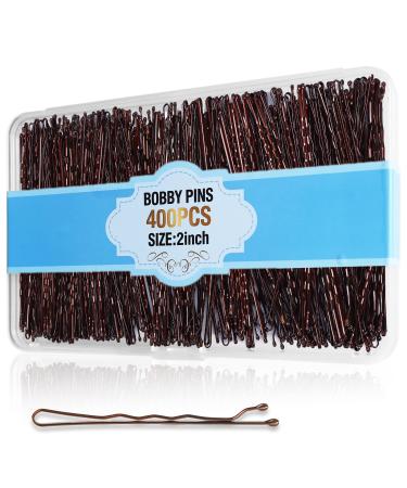 400Pcs Bobby Pins Brown Cyluer Bobby Pin 2 Inch Premium Bobby Pins Secure Hold & Pain Free For Women Girls and Kids Invisible Wave Hair Pins Bulk With Storage Case Suitable For Various Hairstyles