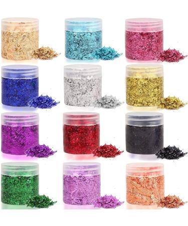 12 Colors Gold Foil Flakes for Resin & Nail Art - Metallic Gilding Flakes for Home Decor & Crafts - Buy Online on GoSupps.com