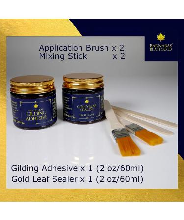 Gold Leaf Gilding Kit - 100 Sheets Imitation Gold & Silver Leaf with Adhesive, Sealer, Gloves, Brushes, and Sanding Tools - Buy Online on GoSupps.com