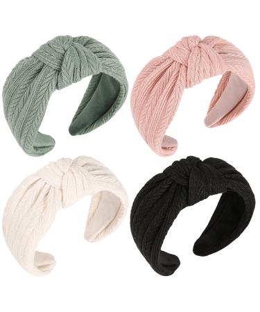 Qianxuan Fabric Headbands For Women'S Hair Fashion Solid Color Headbands For Girls Woven Women Hair Accessories Knitting Wide Soft Lady Turban Top Knotted Glam Hairbands