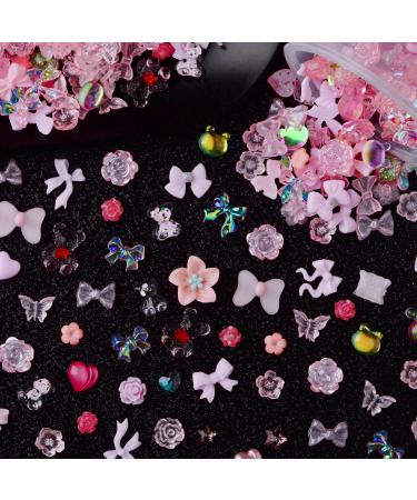 Umillars 3D Pink Flowers Nail Art Charms Rhinestones Kit - DIY Nail Designs Set - Buy Online on GoSupps.com