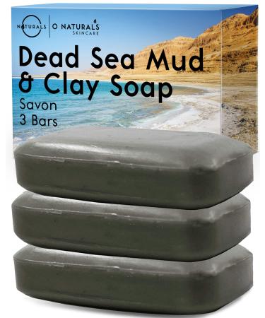 O Naturals 3PCS Dead Sea Salt Mud & Clay Natural Bar Soap - Psoriasis Soap Helps Acne Prone Skin & Eczema - Scalp Exfoliator - Organic & Vegan Dead Sea Mud Soap - Natural Soap for Men & Women - 4 oz