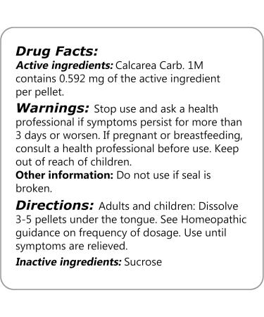 Buy Calcarea Carbonica 1M Homeopathic Remedy - 270 Pellets for Holistic Healing | International Shipping Available - Buy Online on GoSupps.com