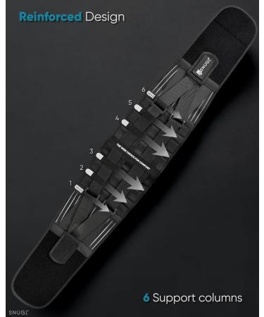 SNUGL Lower Back Support Belt for Women and Men - XXL Black | Sciatica Pain Relief, Lumbar Brace for Straight Posture - Buy Online on GoSupps.com