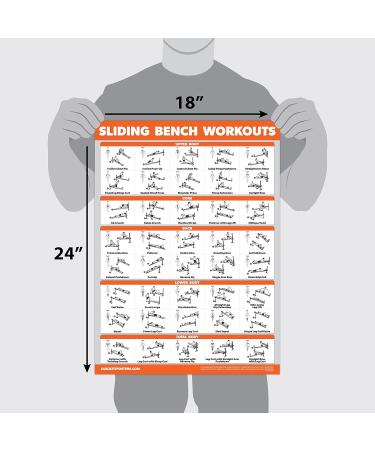 Quickfit 2-Pack Stretching Exercises & Sliding Bench Workout Poster Set - Compatible with Total Gym & Weider Ultimate Body Works (Laminated 45.7 x 61 cm 18'' x 24'') - International Shipping Available - Buy Online on GoSupps.com