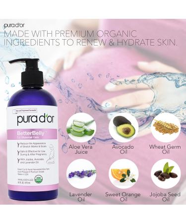 Buy PURA D OR BetterBelly Organic Aloe Vera Gel - Scar Healing & Stretch Marks Solution - Essential for C-Section & Postpartum Care - 16oz Body Skin Care - Buy Online on GoSupps.com